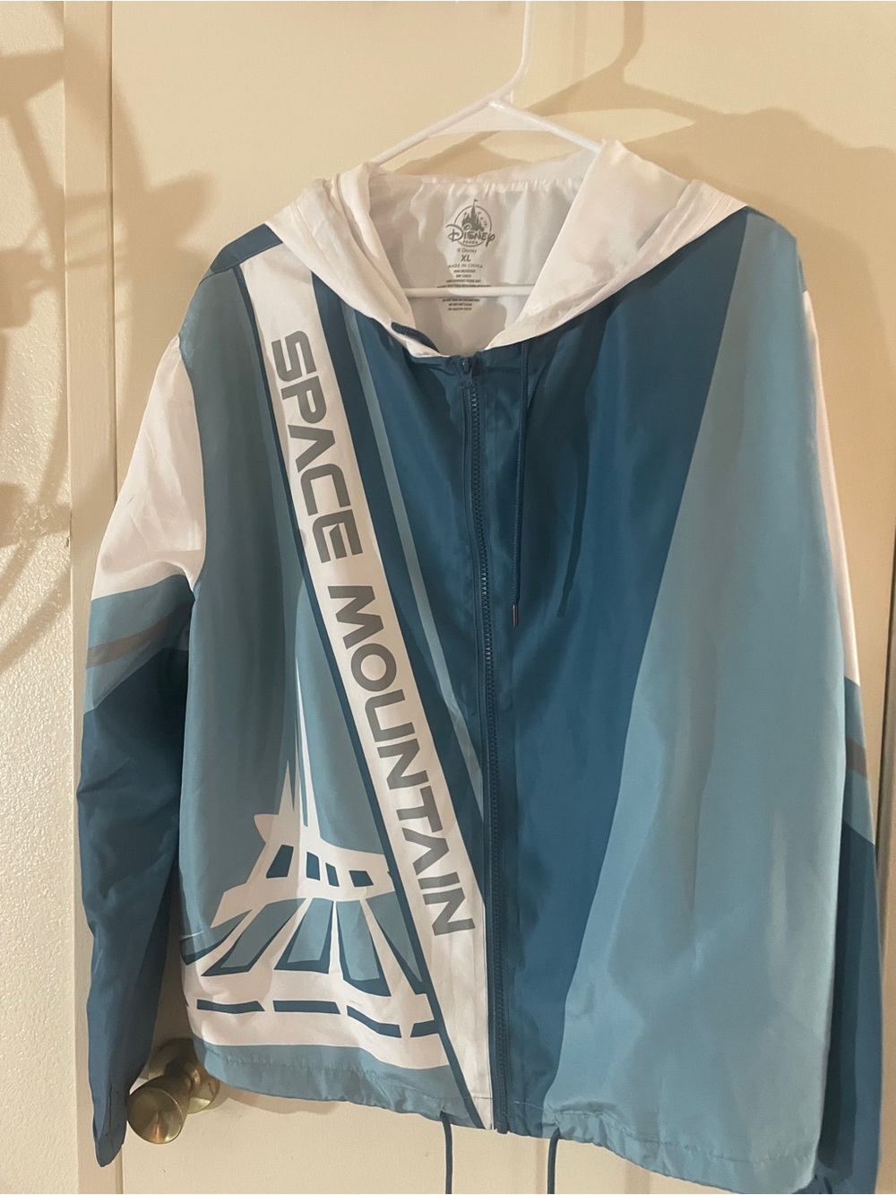 Disney Parks Space Mountain Hooded Windbreaker Jacket XL Blue Lightweight - Picture 3 of 10